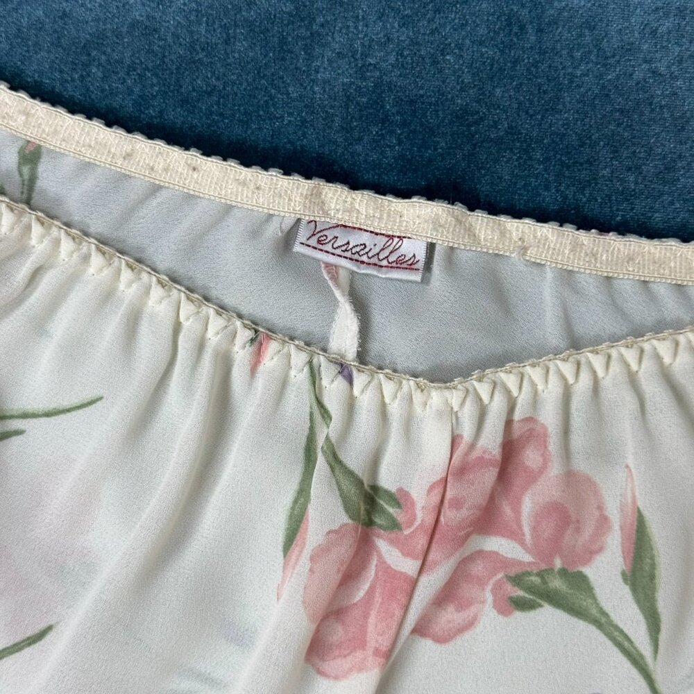 Vintage 90s Versailles Floral Two-Piece Sheer Cami & Tap Shorts Set Medium - Picture 5 of 7